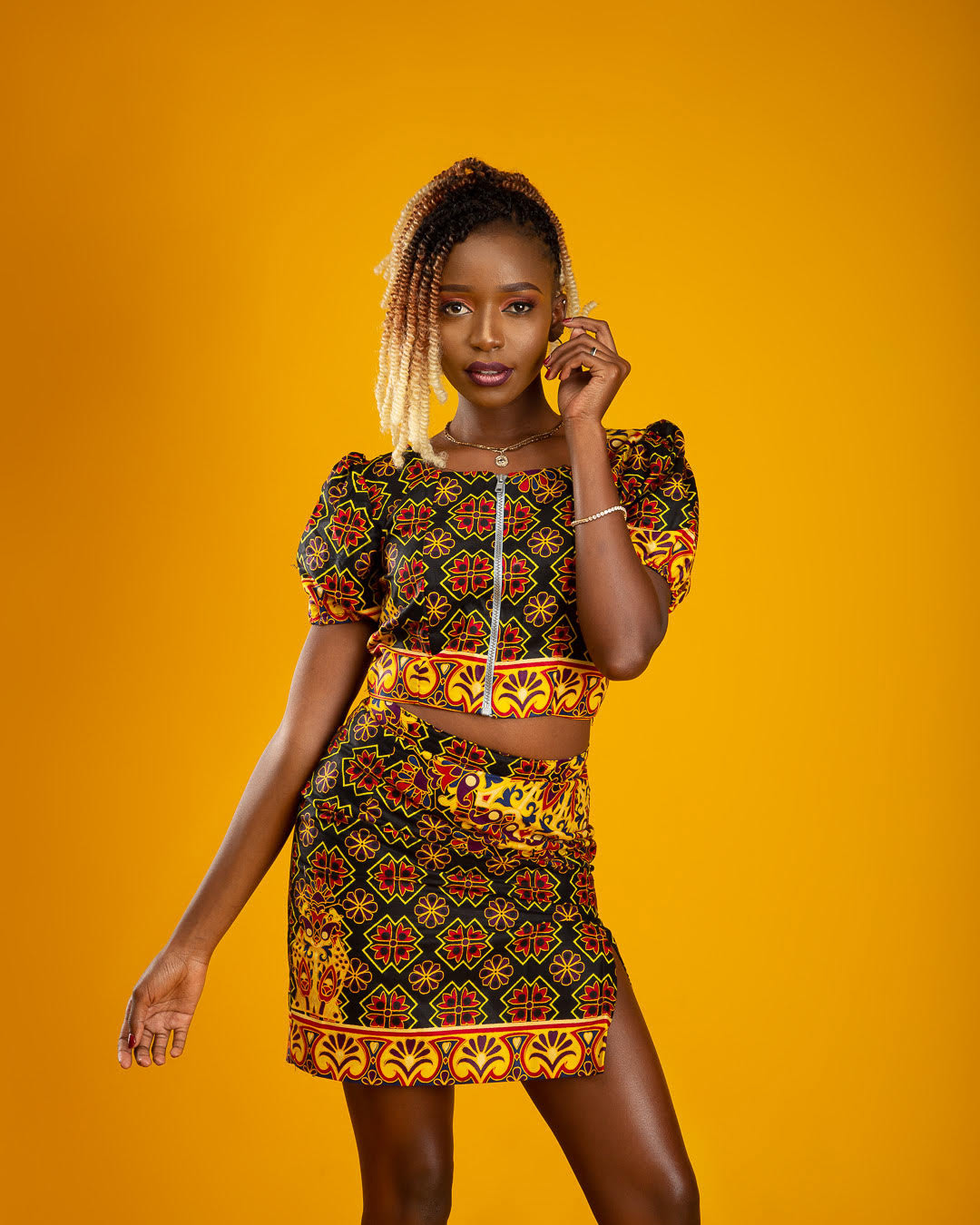 Becky Sangolo in African style outfit